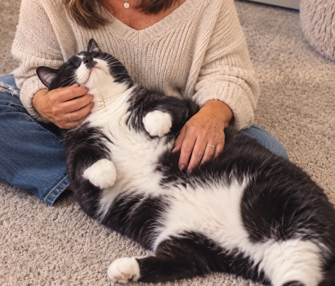Mama's black and white cat